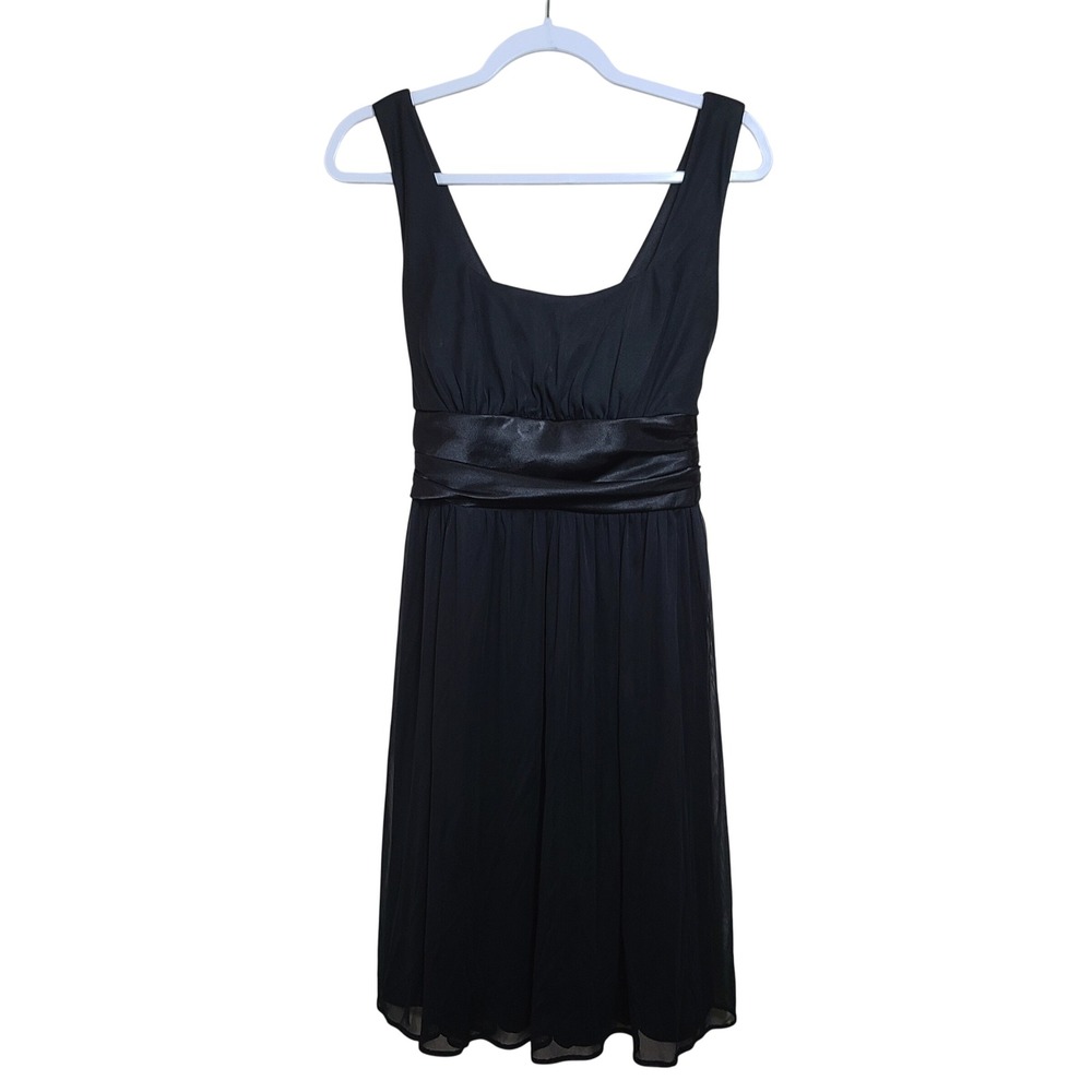 Black Babydoll Mini Wrap Dress Satin Bow 12 Y2K Formal Prom Soft Romantic Gothic
